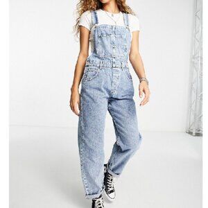 NEW We The Free by Free People Ziggy denim overalls in powder blue SIZE L#2303
